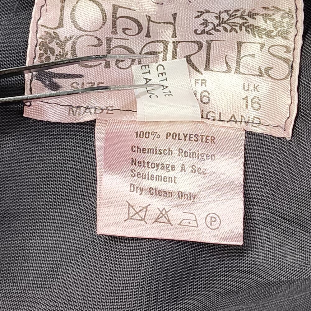 Vintage 70s John Charles Sheer Long Sleeve Pleated Dress Size Us 14 Uk 16 Black View 6